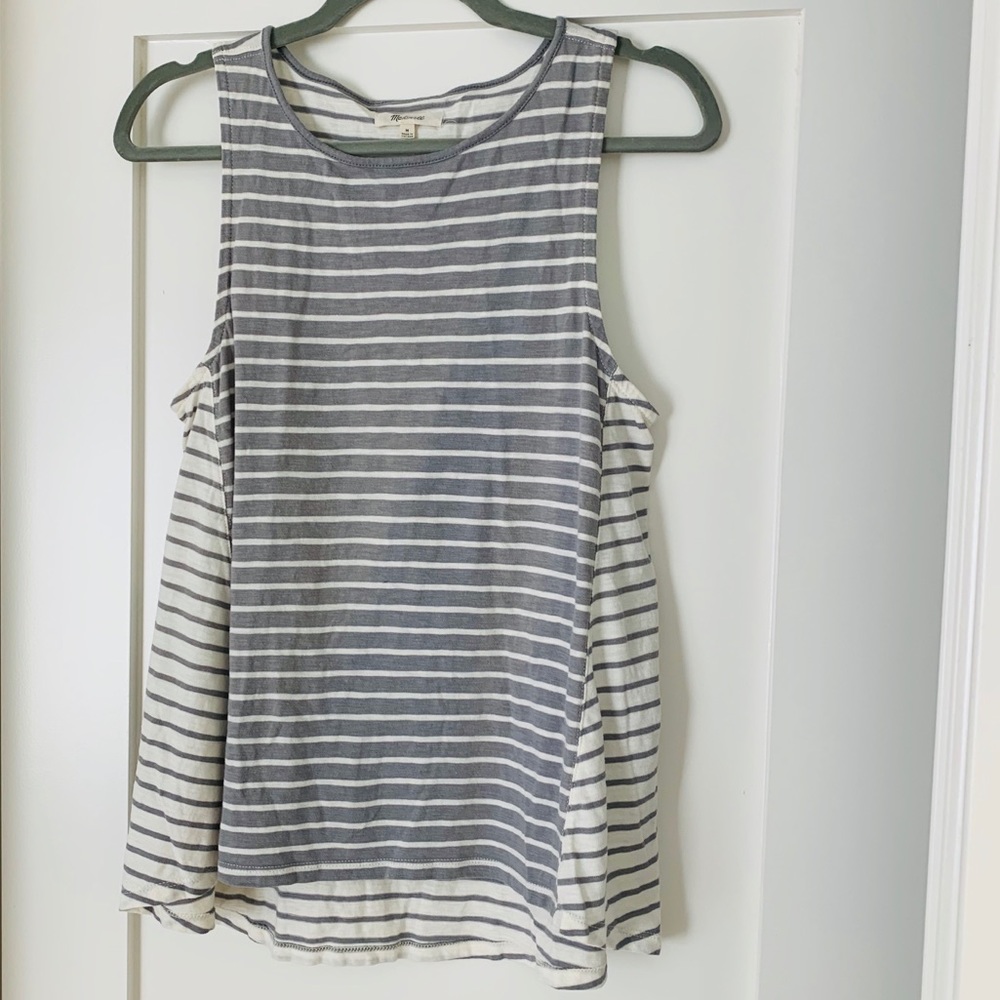 Madewell Forward Seam “Dusk Grey” Stripe Tank